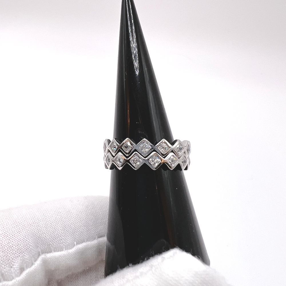 .925 Sterling Silver Rhodium Plated 4mm Cz Eternity Band - Picture 12 of 12